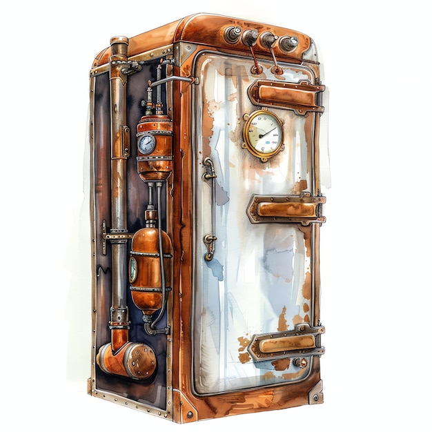 steampunk clipart of fridge cool futuristic and old