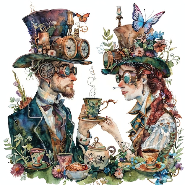 steampunk clipart of Garden Party cool futuristic and old