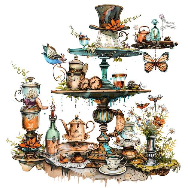 steampunk clipart of Garden Party cool futuristic and old