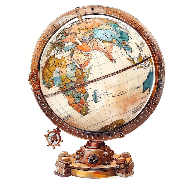 steampunk clipart of globe of the world cool futuristic and old