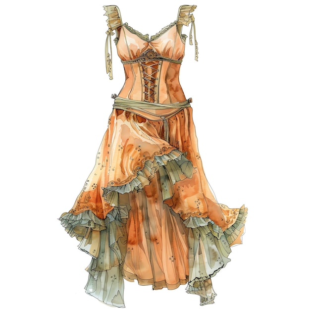 steampunk clipart of Organza dress cool futuristic and old