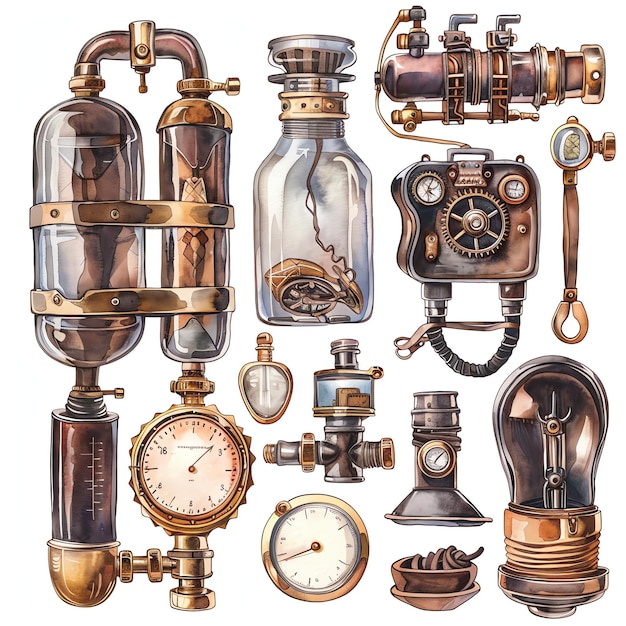 steampunk clipart of party supplies cool futuristic and old