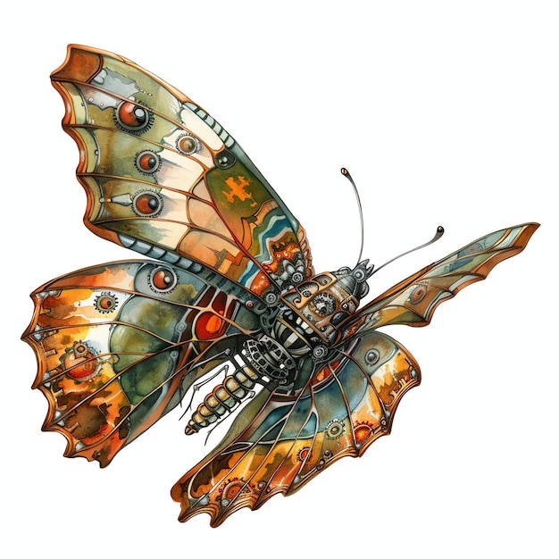 steampunk clipart of resting butterfly cool futuristic and old