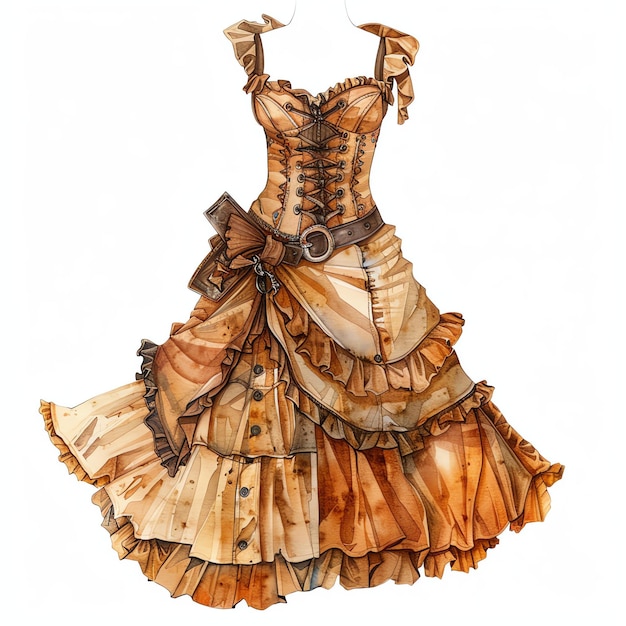 steampunk clipart of Ruffle dress cool futuristic and old