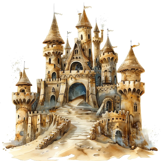 steampunk clipart of Sandcastle cool futuristic and old