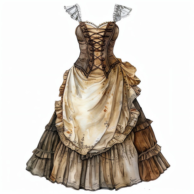 steampunk clipart of Satin dress cool futuristic and old