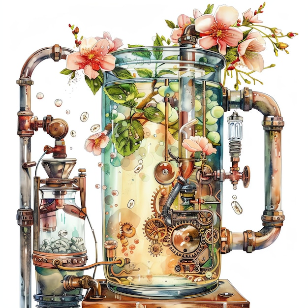 Photo steampunk clipart of spring drink cool futuristic and old