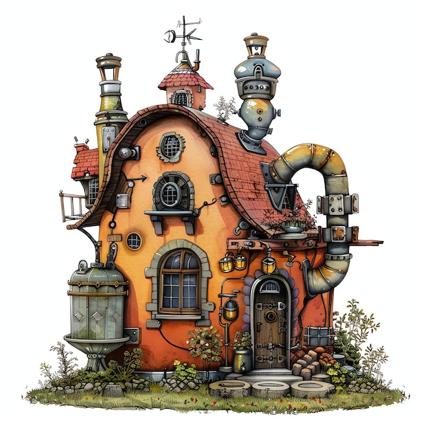 steampunk clipart of spring house cool futuristic and old