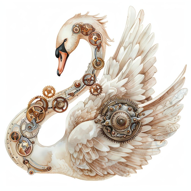 steampunk clipart of swan cool futuristic and old