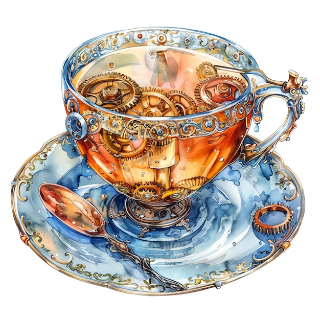 steampunk clipart of tea cool futuristic and old