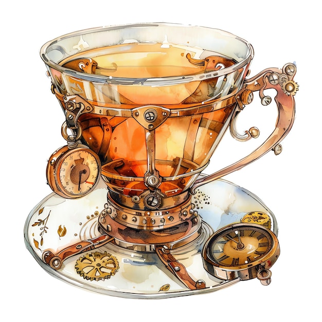 steampunk clipart of tea cool futuristic and old