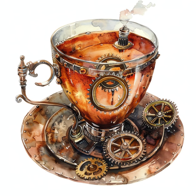 steampunk clipart of tea cool futuristic and old