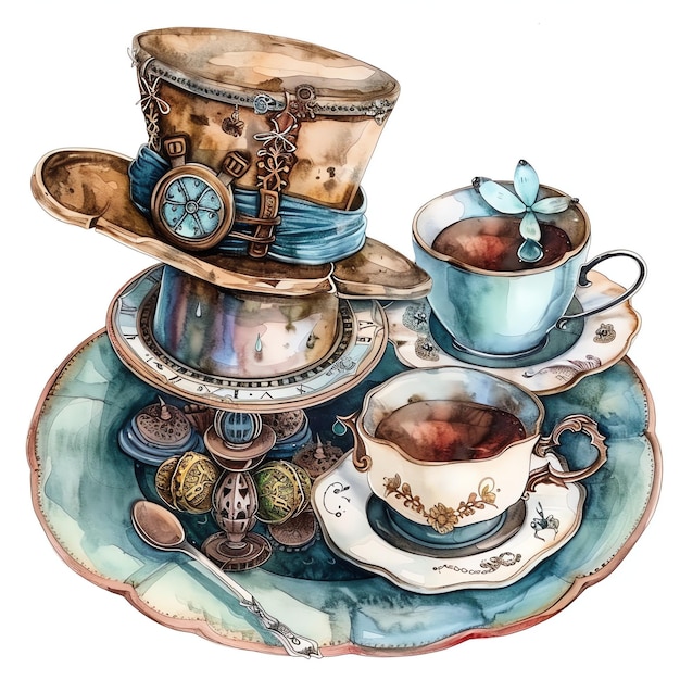 steampunk clipart of Tea Party cool futuristic and old