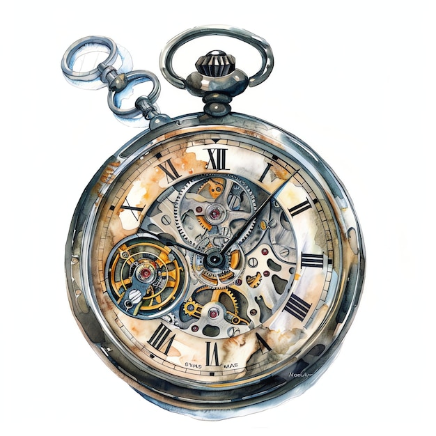 steampunk clipart of Watch cool futuristic and old