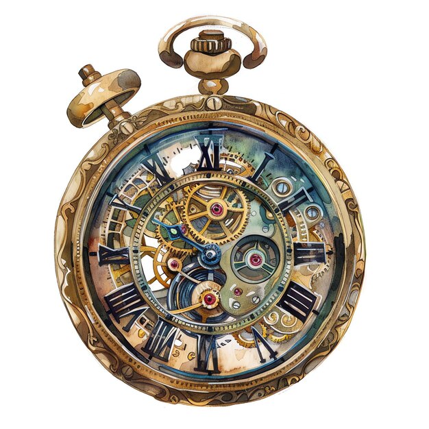 steampunk clipart of Watch cool futuristic and old