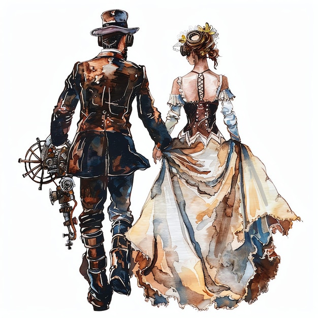 steampunk clipart of wedding walking down the aisle cool futuristic and old