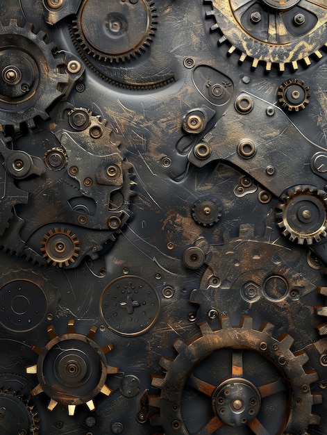 Steampunk Gears Background A closeup view of a steampunk gears background The image is made up o