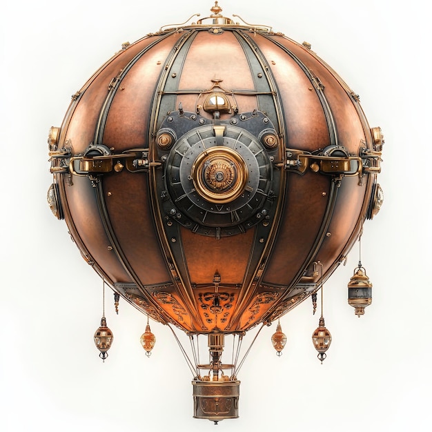 Photo steampunk hot air balloon with goggles and gears