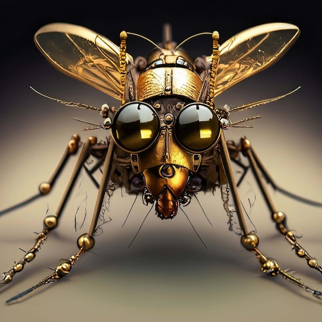 steampunk mosquito l made of metal gears and pistons