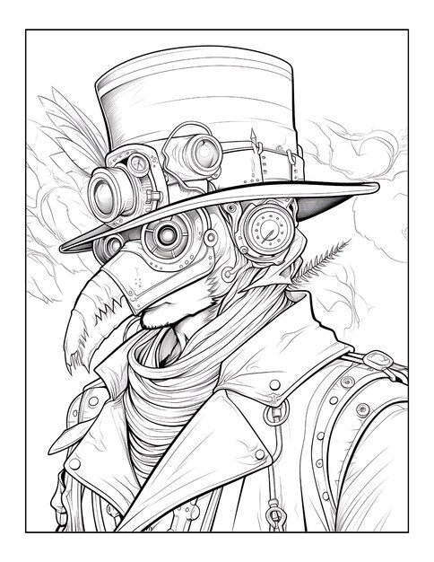 Photo steampunk plague doctor coloring pages