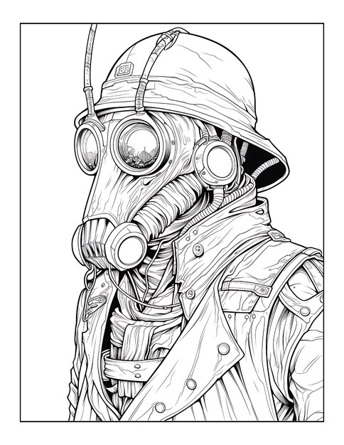 Photo steampunk plague doctor coloring pages