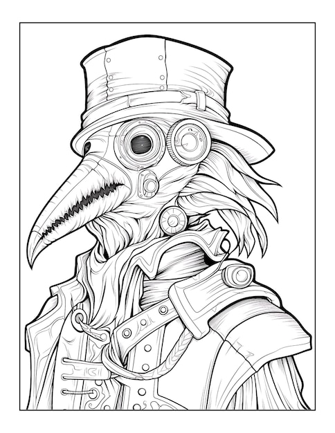 Photo steampunk plague doctor coloring pages