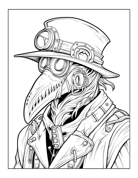 Photo steampunk plague doctor coloring pages