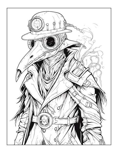 Photo steampunk plague doctor coloring pages