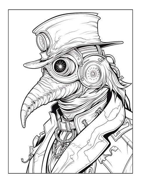 Photo steampunk plague doctor coloring pages