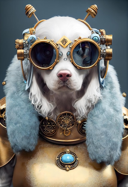 Steampunk spaniel with glasses