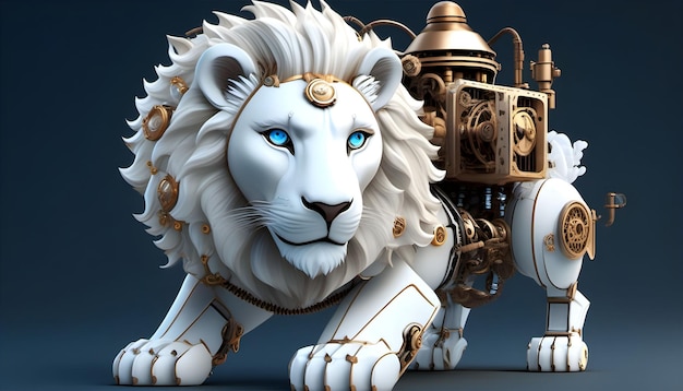 Steampunk white lion