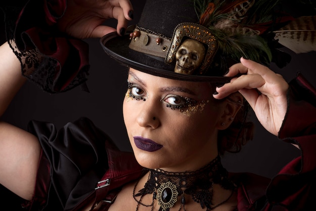 Steampunk Young Woman Emotional Portrait