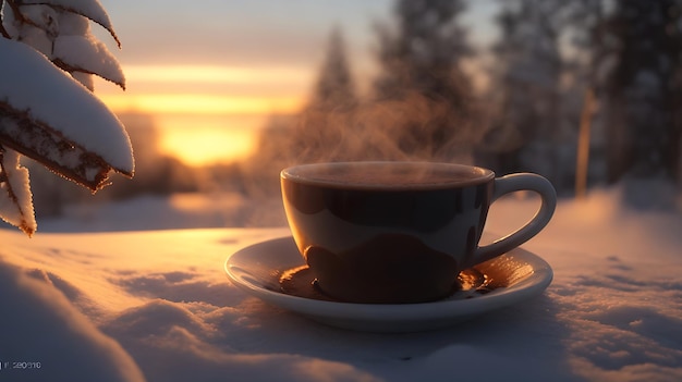 Steamy Hot Coffee with Aromatic Smoke