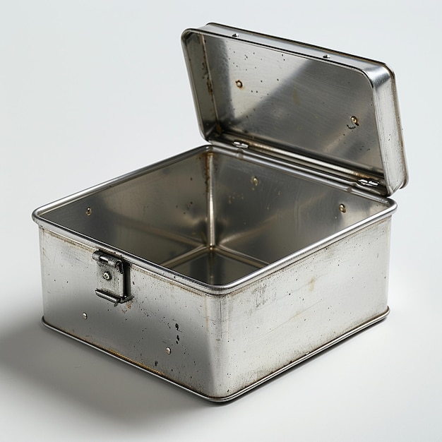 Photo a steel box with an open lid