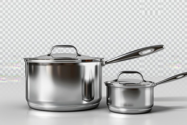 Steel Cookwares Isolated In Transparent Background