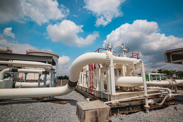 Steel long pipes and pipe elbow in station oil factory during refinery Petrochemistry industry