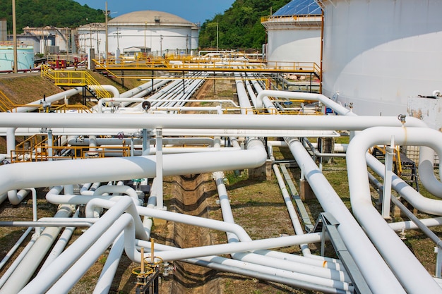 Steel long pipes and valves factory during refinery Petrochemistry industry in gas site distillery