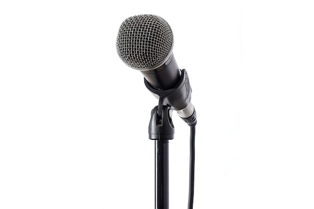 Photo steel microphone stand isolated on a white background