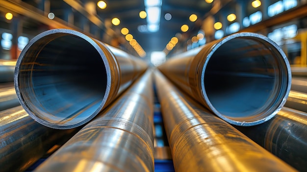 Photo steel pipes in a warehouse closeup 3d rendering