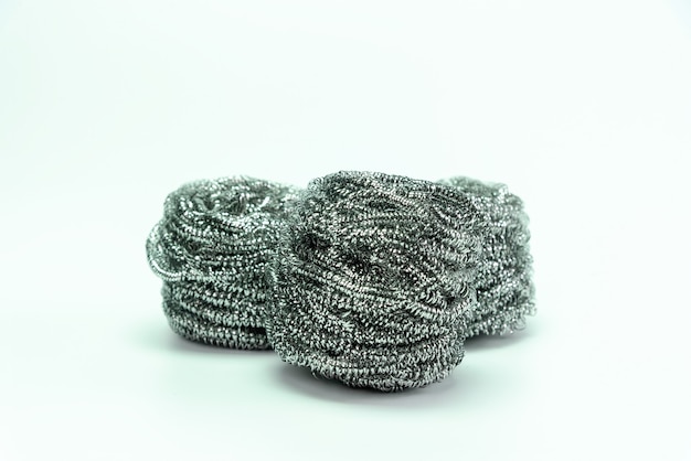 Steel wool, iron wool, wire wool, steel wire or wire sponge isolated