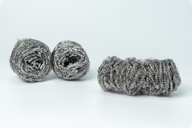 Steel wool, iron wool, wire wool, steel wire or wire sponge isolated