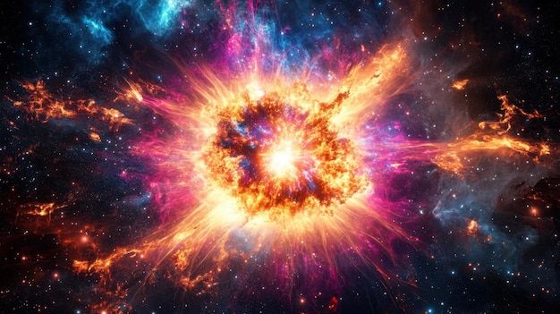 Stellar explosion of a supernova with brilliant colors and radiant energy