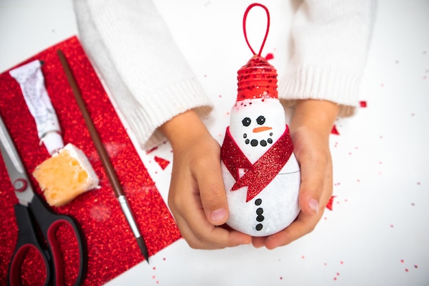 Step 8 Crafts for children How to make a New Years snowman from a light bulb Step by step guide