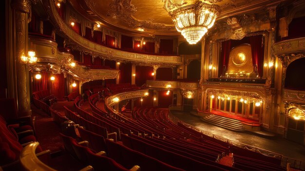 Photo step back in time explore a luxurious art deco theater with grand staircases and chandeliers