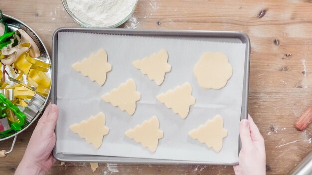 Step by step. Holiday season baking. Baking sugar cookies for Christmas.