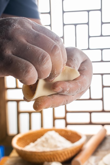 Step by step process of making home-made dumplings