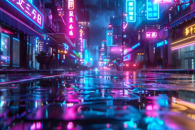 Step into the neon lit streets of a futuristic met generative ai