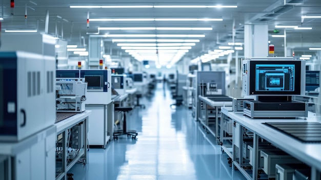 Step into the world of microchip manufacturing in a sterile cleanroom AI generative