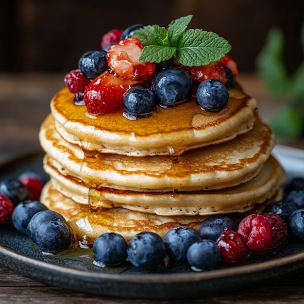 Photo a stepbystep guide to making homemade pancakes with toppings