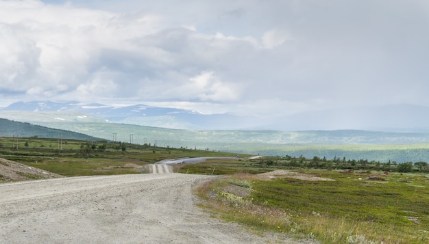 Steppe, hills and clouds in soft shades, Jamtland, Sweden